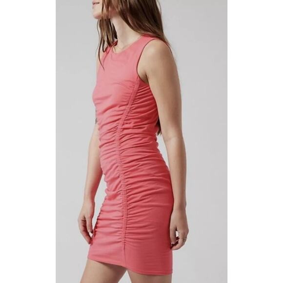 Athleta Stella Tank Dress size Large Coral Rushed Side Pre-owned - Picture 2 of 10